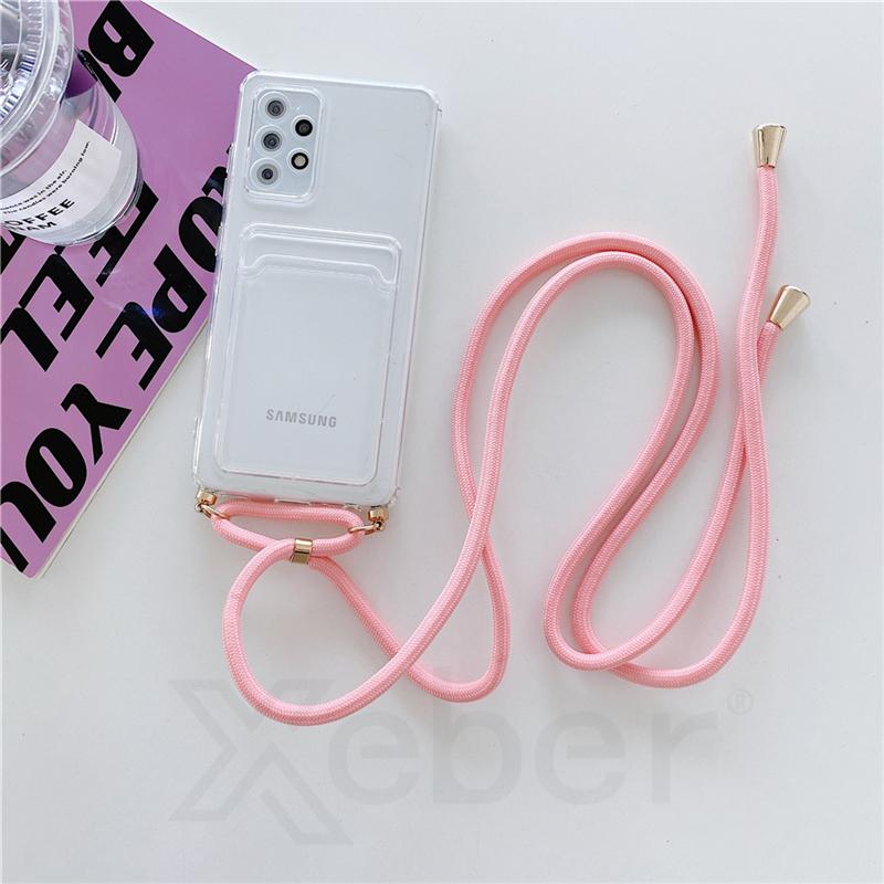 Мягкий прозрачный чехол из ТПУ с ремешком для карты для iphone 14 13 12 11 pro X Xr Xs max/Samsung S22 S21 S20 A13 A23 A33 A53 A12 A22 A32 A52 A72/Redmi 10 9 9A 9C 9T