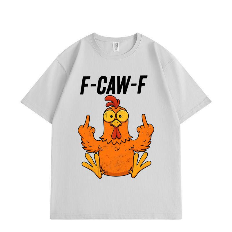 F-Caw-F Курица Смешной Мем Графические Футболки Мужские Женские Мультяшная Мода Футболка с Коротким Рукавом Летний Комфорт Хлопковые Футболки
