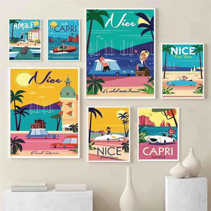 Франция Париж Прованс Амальфи Знаменитый Городской Пейзаж Принт Искусство Холст Постер Для Украшения Гостиной Домашняя Настенная Картина