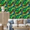 Ink green, bottle green, sea green and yellow wallpaper 50x1000