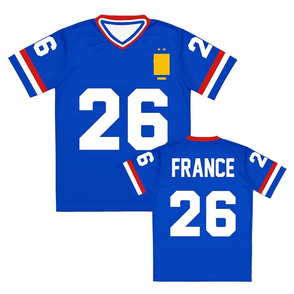 Футболка с принтом France Football Джерси Унисекс Уличная одежда Летняя с V-образным вырезом Свободная Мужская Женская Футболка Графический Мерч Мягкая Свободная Модный Дизайн Рубашка