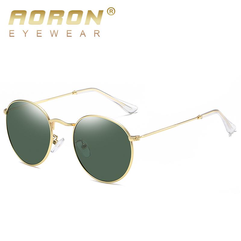 aoron Round Frame Polarized Sunglasses Fashion Design Metal Anti Glare UV400 Driving Fishing Cycling Sport Glasses for Men Women