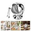 Stainless Steel Spherical Sugar Bowl and Tongs Set Roll Top Spices Storage Container Kitchen Dinner Table Decoration