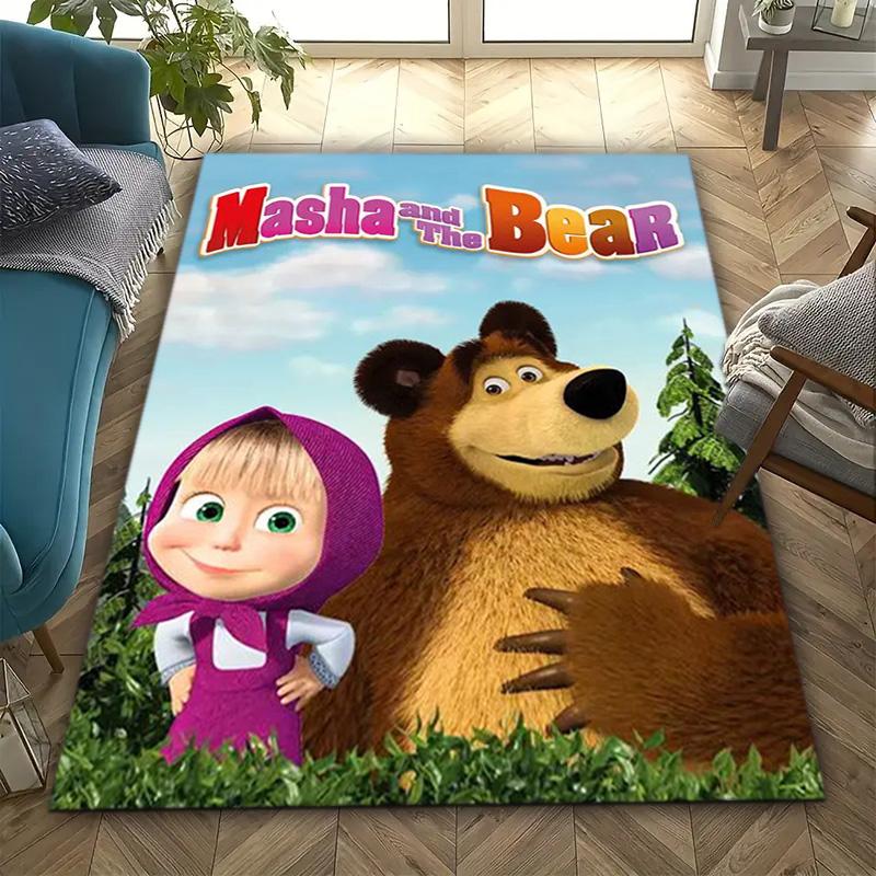 Russian animation Masha and the Bear Fairy Tale Cartoon Carpet Soft Home Living Room Bedroom Door Mat Outdoor Picnic Ground Mat rug T4