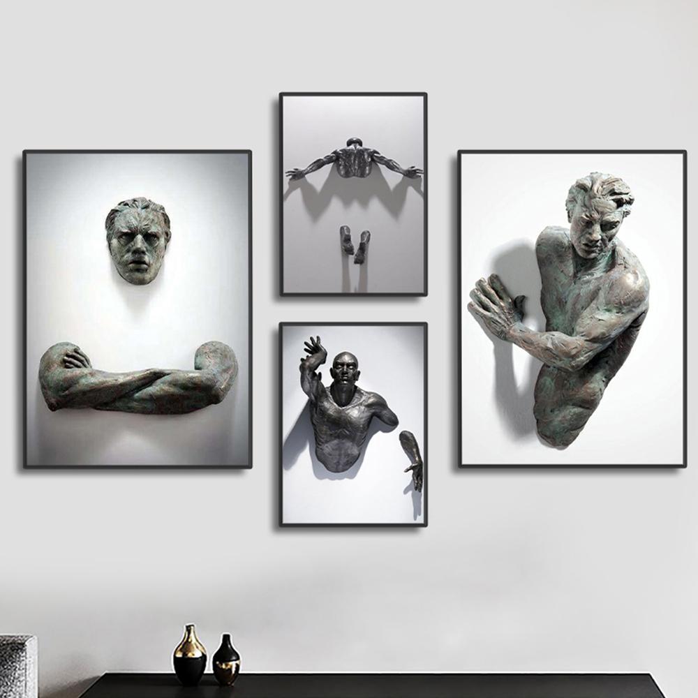 3D Скульптура Искусство Стена Холст Картины Классические Плакаты Печать Гостиная Спальня Фигура Росписи Искусства Эстетические Картины Современная Абстрактная Фигура Домашний Декор