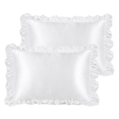 PiccoCasa Наволочка Сатиновая с оборками Cool Rayon Конверт Холодная на ощупь Набор из 2 шелковисто-мягких наволочек Однотонная Устойчивая к запахам Красивая