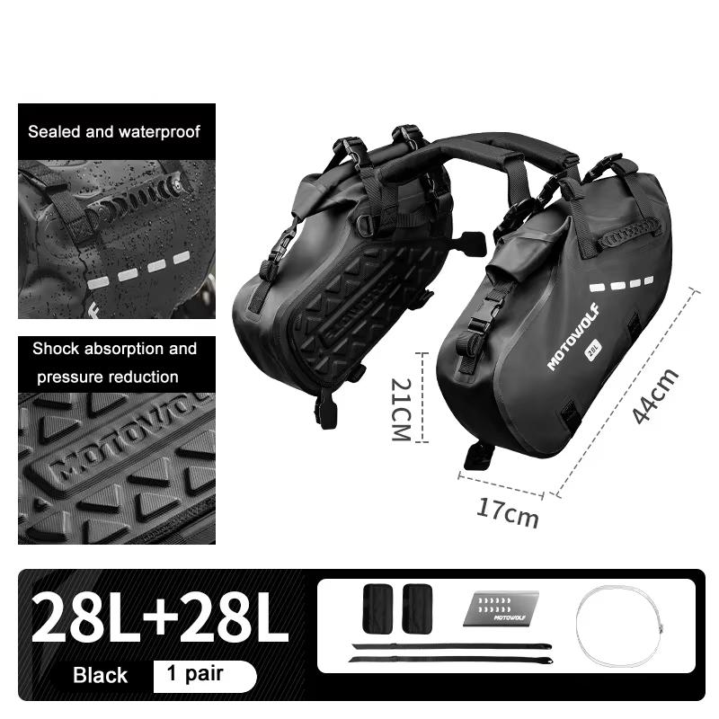 Motor Scooter Saddle Bag Waterproof 18L 28L 48L Motorcycle Side Bag Pannier Bag Motor Accessories Storage Luggage 2PCS
