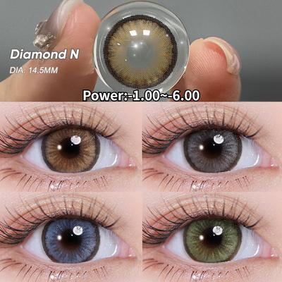 Цветные контактные линзы с диоптриями Diamond Eye Lens Линзы для близорукости для зрения  (-1,00~-6,00) Цветные линзы по рецепту Контакты