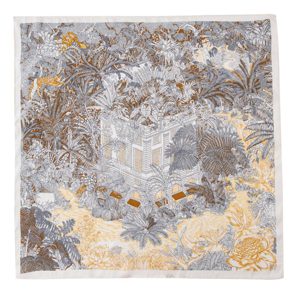 Mulberry Silk Scarf New Retro Winter Beautiful Ginkgo Printing Four Seasons Shawl Sunscreen Dual-purpose