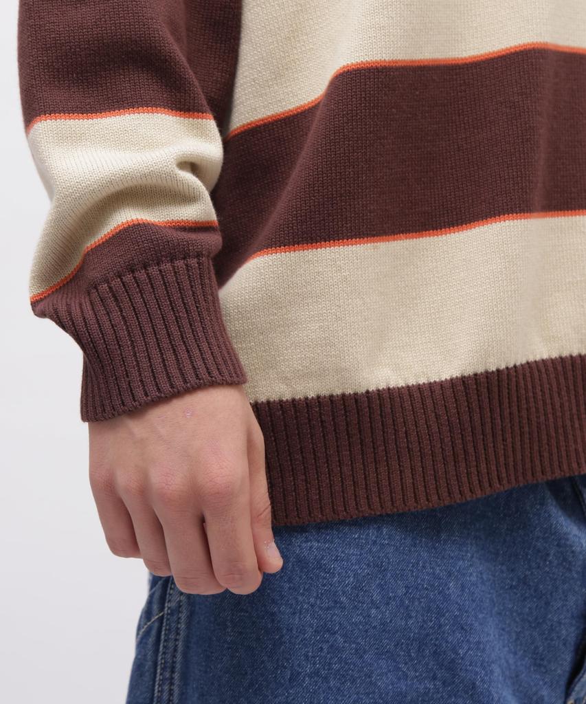 AVIREX V-NECK BORDER KNIT Men's M 050 Braun 783-4240006