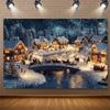 Christmas Town Snow Scene Backdrop Banner Winter Wonderland Background Supplies Xmas New Year Party Decorations Photo Shot Prop844