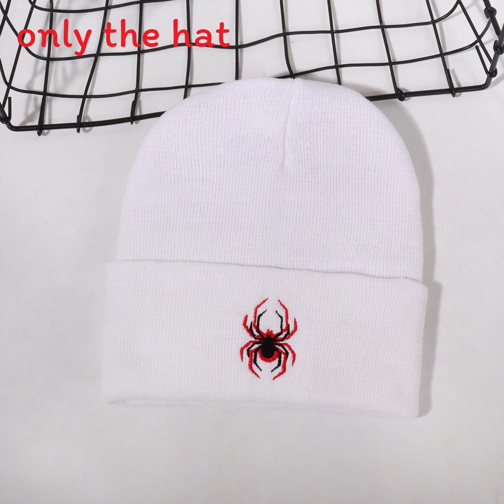 Street Style Spider Pattern Knitted Cap With No Brim For Winter Casual Wear