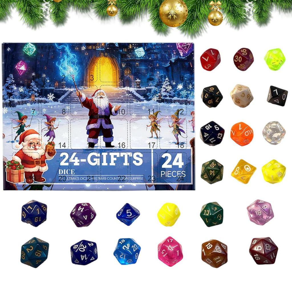 Рождественский Адвент-календарь с кубиками Ассорти Тисненый Настольный игровой набор кубиков Календарь обратного отсчета до Рождества Для семьи мужчин подростков