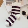 25 Новых Осенне-Зимних Японских Хлопковых Полосатых Носков до Середины Икры с Защитой от Катышков - Модный Колледж Стиль Колорблок для Женщин.