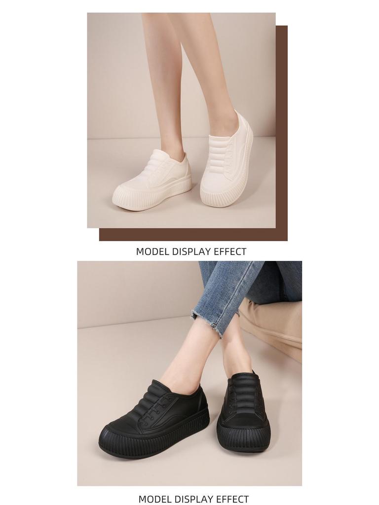 Women's Waterproof Non-Slip Hidden Heel Rain Boots - Fashionable Slip-On Short Tube Shoes