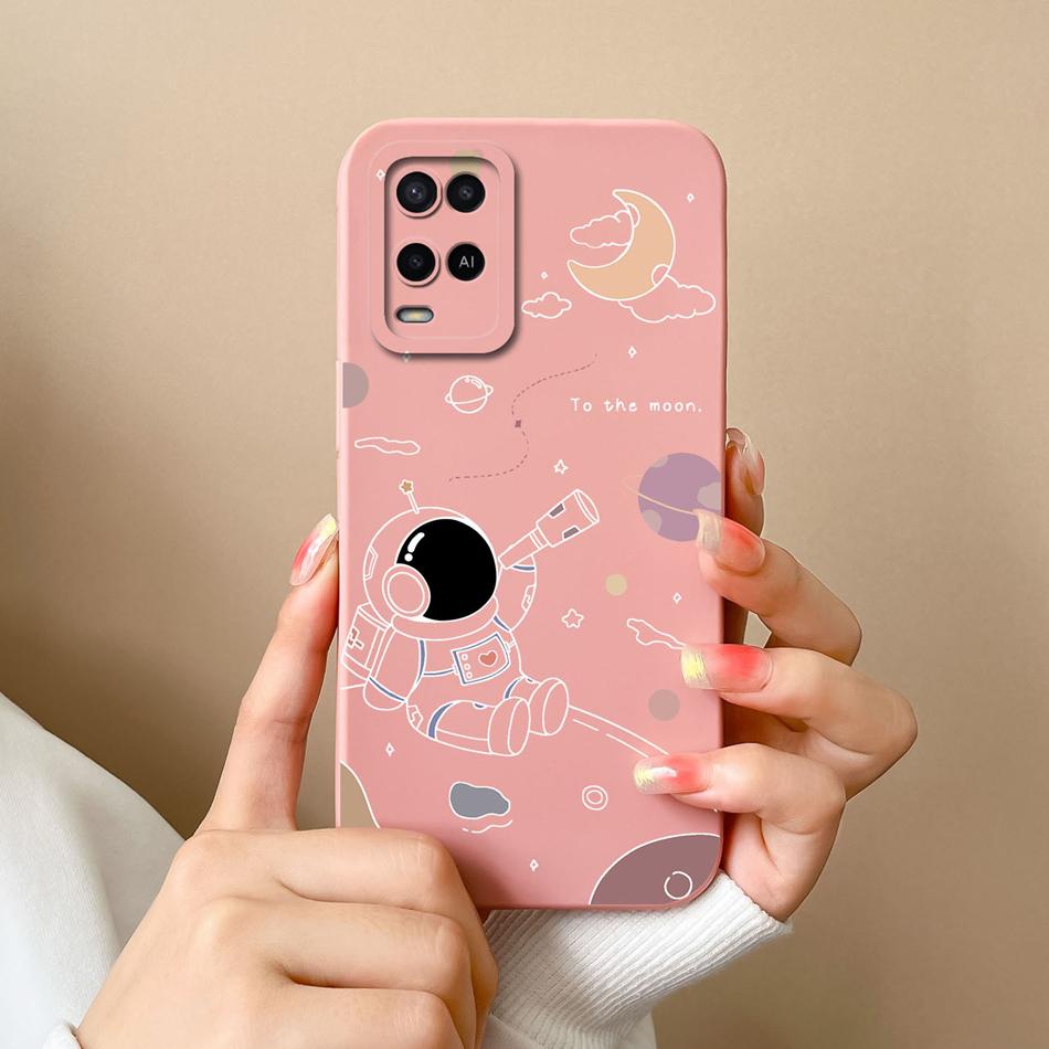 Чехол для Oppo A54 A54S Конфетный Цветочный Рисунок Мягкий Обновленный Жидкий Силикон Полная Защита Задняя Крышка Funda