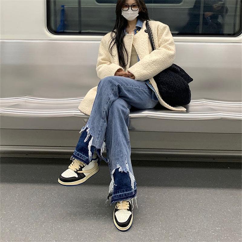 Весна 2022, женские джинсы с высокой талией y2k, эстетические, женские широкие джинсы, мешковатые женские джинсовые капри, брюки, джинсовые брюки для мамы