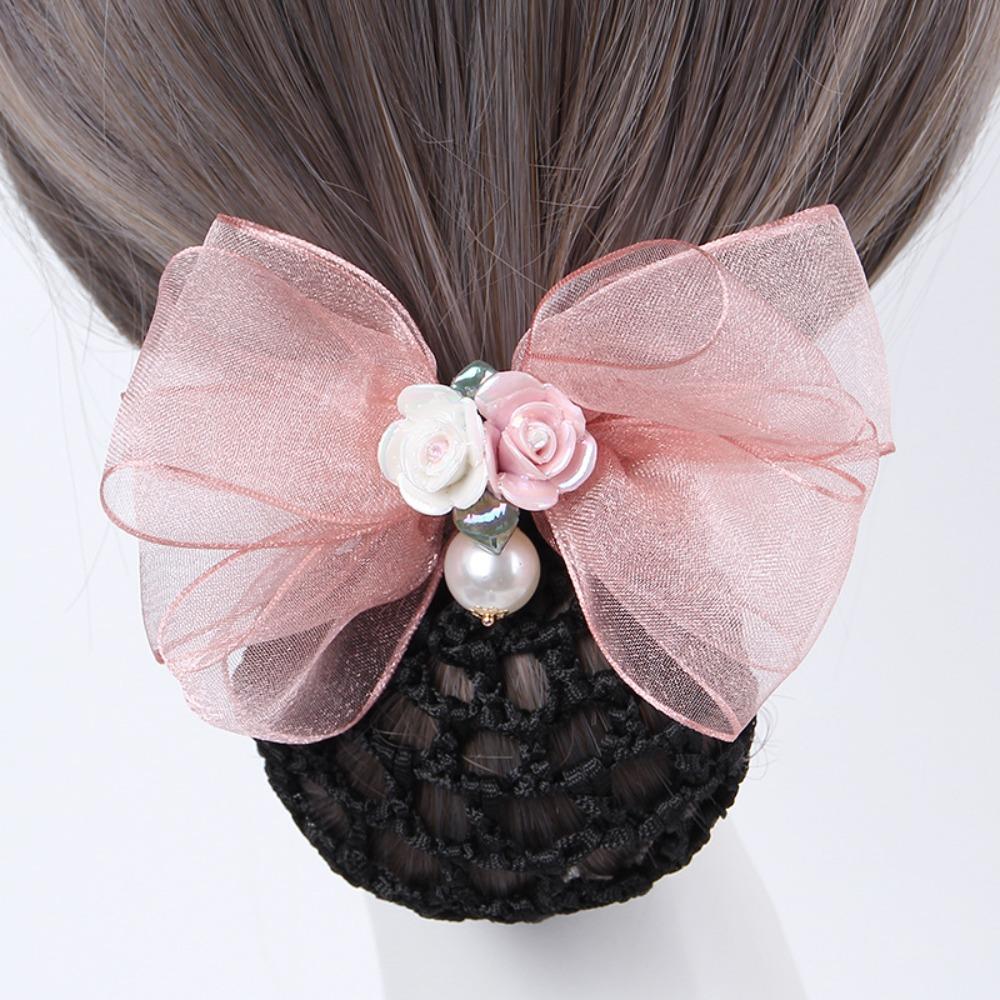 Бант Корейский Пучок Снуд Конский Хвост Зажимы Заколки Чехол Сетка Винтаж Женщины Весна Зажим Женский