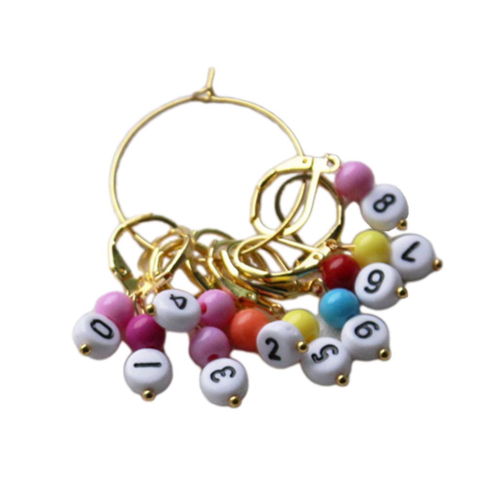 10Pcs Number Stitching Marker Acrylic Crochet Stitching Marker Charm Removable Lobster Clasp Locking Stitch Marker