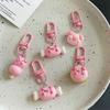 Gourmet Hamburger Pig Animal Keyring Resin Pig Food Keychain Creative Pink Pig Metal Keychain  Kids