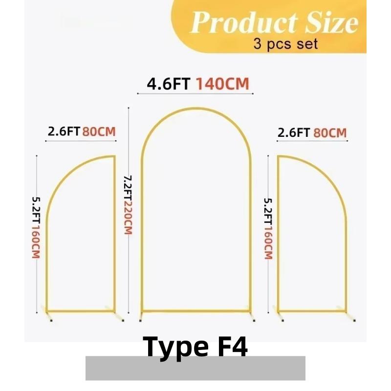 EU Warehouse Gold Metal Balloon Arch Set Large Size Wedding Party Decor Photography Backdrop Flower Support 7.2ft-6.6ft-5.9ft