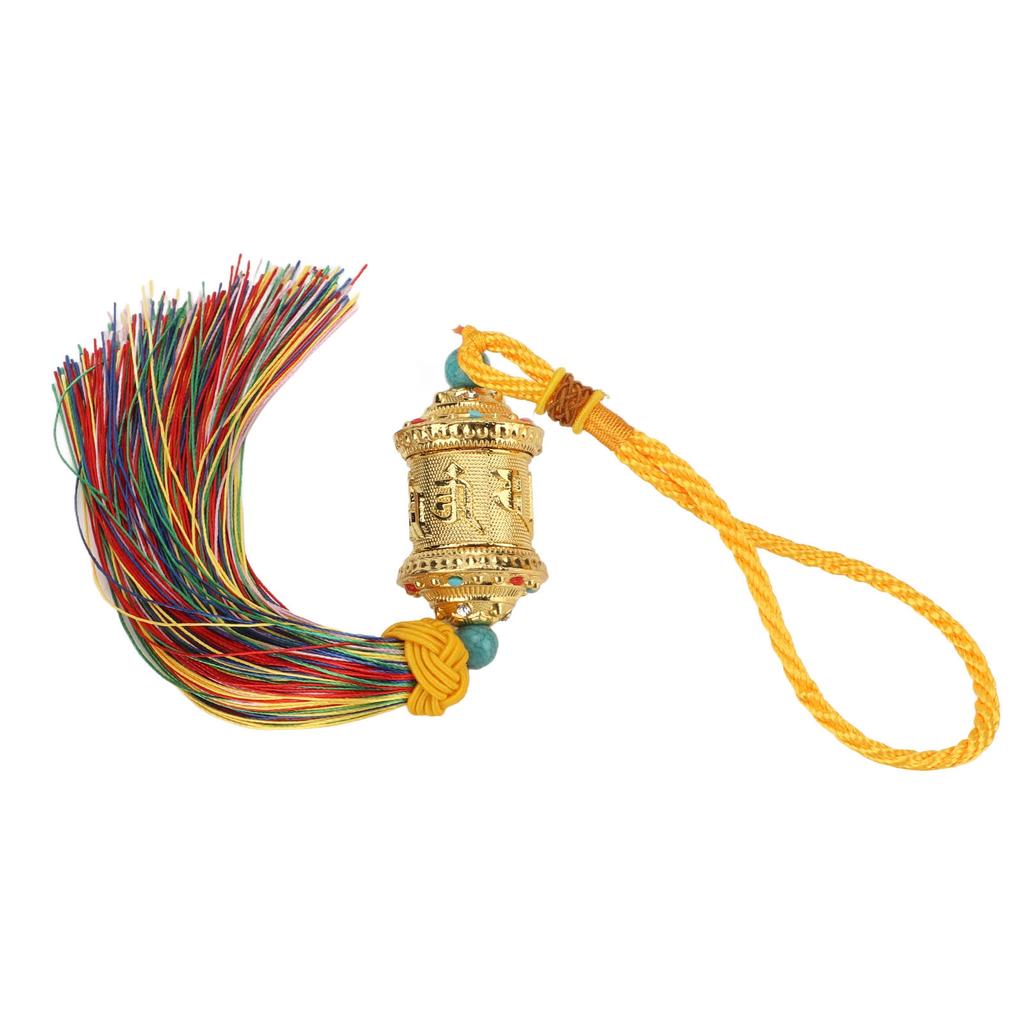 Молитвенное колесо подвесной автомобиль печать цветная нить кисточка золотой вращающийся ствол буддийский кулон