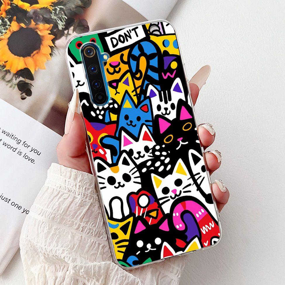 6.6" For Realme 6Pro RMX2061 RMX2063 Back Cover For Realme 6 Pro Case Clear Luxury Fashion Cute Cat Cool Funny Soft TPU Bumper