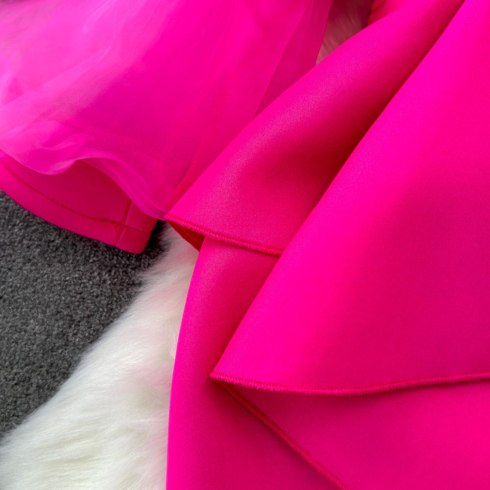 Элегантное женское платье, модное, с длинными рукавами, квадратным вырезом, запахнутой талией, оборками по краю, разрезом, запахнутым на бедрах, платье