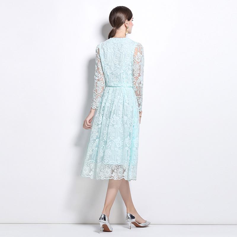 Женский комплект из двух предметов с цветочной вышивкой, женский костюм, элегантная рубашка с длинным рукавом, юбка средней длины, комплект из 2 предметов