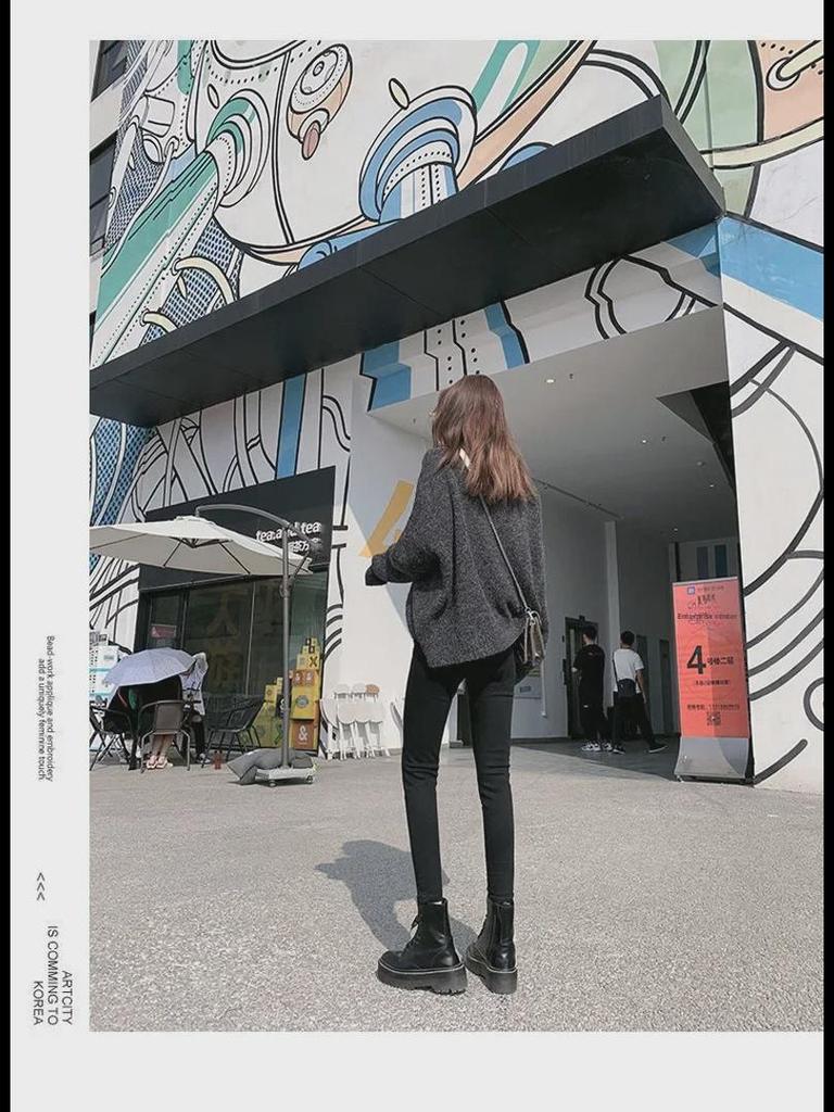 Женские черные облегающие эластичные джинсы-карандаш с высокой талией - Весенняя коллекция 2022 г.