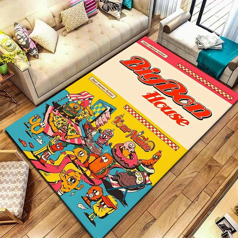 Burger Run Menu Custom Name Carpet Rug For Living Room Bedroom Home Sofa Decoration Kids Play Nonslip Floor Mat
