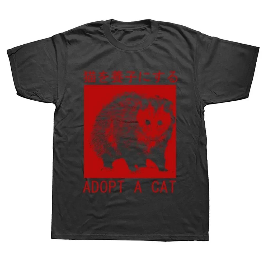 TXAdopt A Cat Opossum Japanese T Shirts Graphic Women Streetwear Short Sleeve Birthday Gifts Summer Style T-shirt Womens Clothing