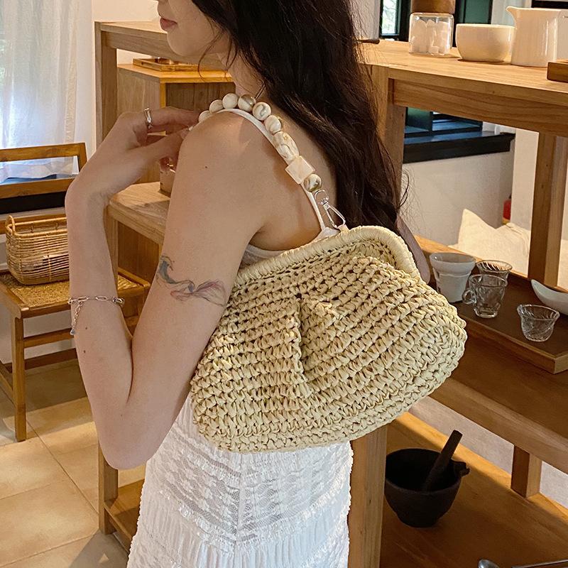 Woven Straw Bag Women's New Niche Design High-end Summer All-match Handbag Shoulder Armpit Bag