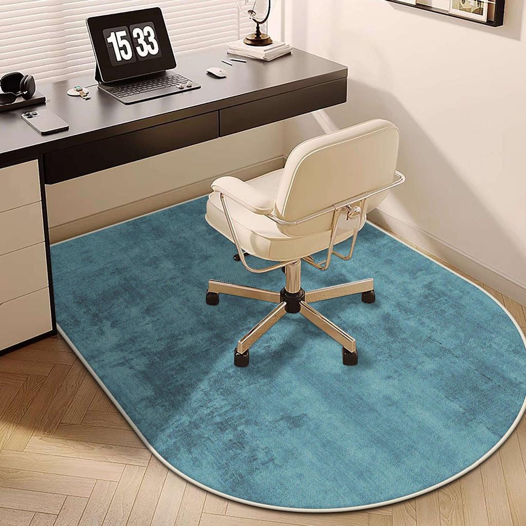 Modern Grey Elliptic Chair Mats Easy Clean Large Area Living Room Carpet Non-slip Bedroom Decoration Cloakroom Rugs Customizable