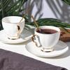 Simple European White Coffee Cup and Plate Two Piece Gold Handle Ceramic Cup Water Cup Afternoon Tea Milk Cup