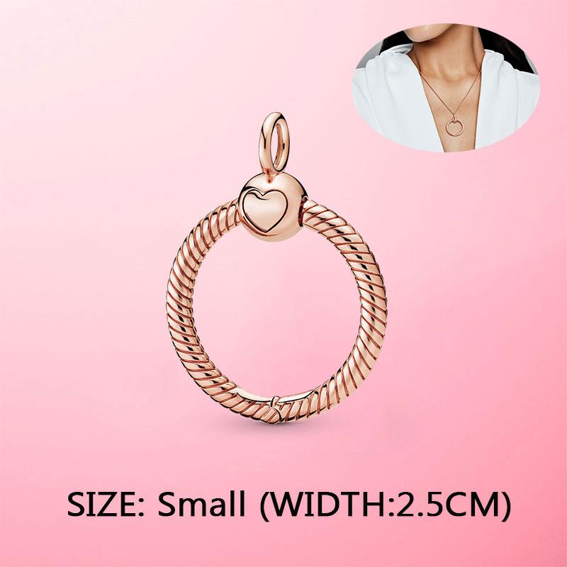 New 925 Sterling Silver & Rose Gold Color O Pendant Fit Original Necklace DIY Charms Beads Jewelry Gift Hot