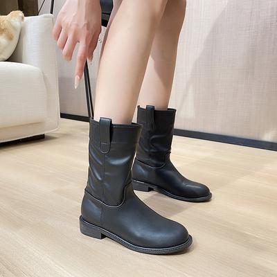 Осенне-зимние ботинки особого интереса в стиле вестерн-ковбой, британский стиль, ретро, длина до середины икры, женские ботильоны на толстом каблуке