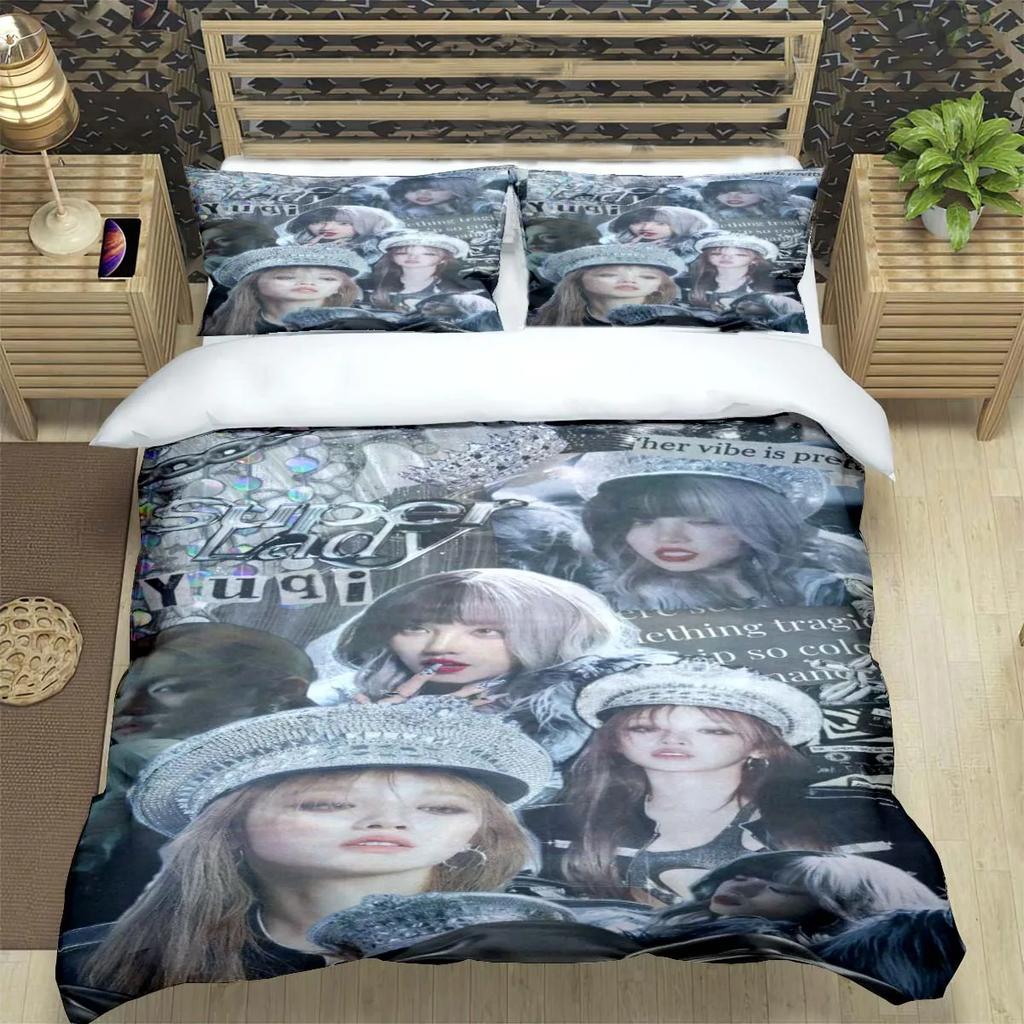 Корейская K-pop женская группа-Юци-СоёнМиён-Суин-Шухуа Принт Комплект постельного белья Пододеяльник Одеяло Кровать Молодежный Детский Девочка Мальчик Подарок