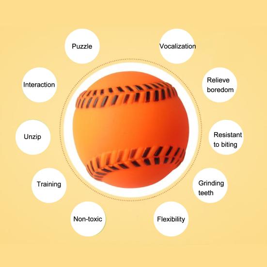 Vinyl Baseball Dog Chew Toy Bite Resistant Squeaky Ball Pet Interactive Toy Small Medium Large Dogs Teething Cleaning Toy