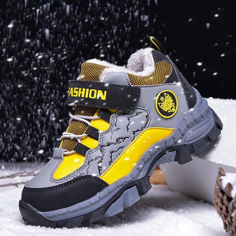 Winter New Plush Warm Outdoor Cotton Shoes, Boys' Thick Anti Slip Snow Boots