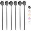 6Pcs Coffee Stirring Spoon Cutlery Set Juice Black Gold Tea Spoon Dinnerware Ice Cream Long Handle Scoop Tableware Kitchen Tools