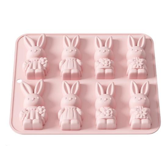Силиконовая форма для Пасхи 8 ячеек 3D форма кролика Неприлипающая Гибкая форма Шоколад Конфеты Пудинг Мыло Глина Инструмент для выпечки и декорирования