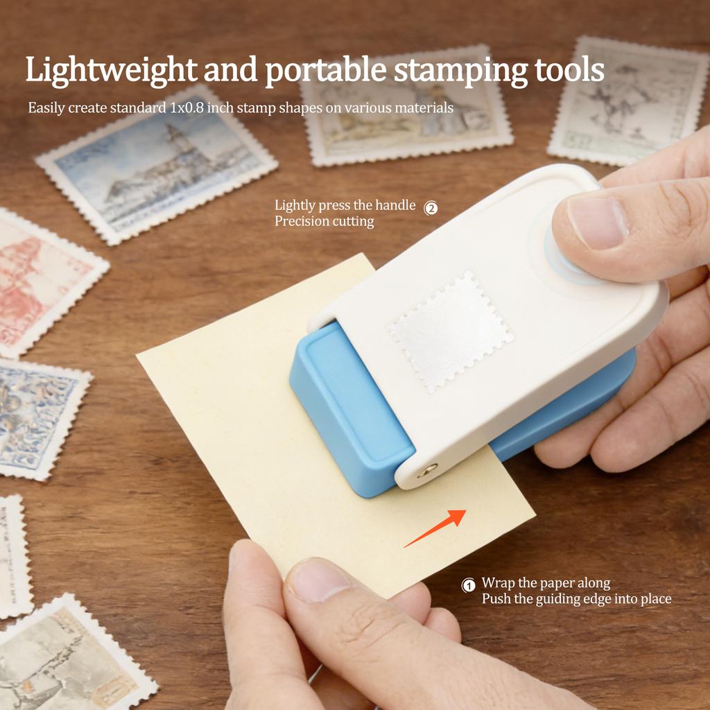 Rectangular Postage Stamp Punch for Paper Crafting Scrapbooking 1X0.8inch Stamp Puncher Handmade Paper Puncher for DIY Card