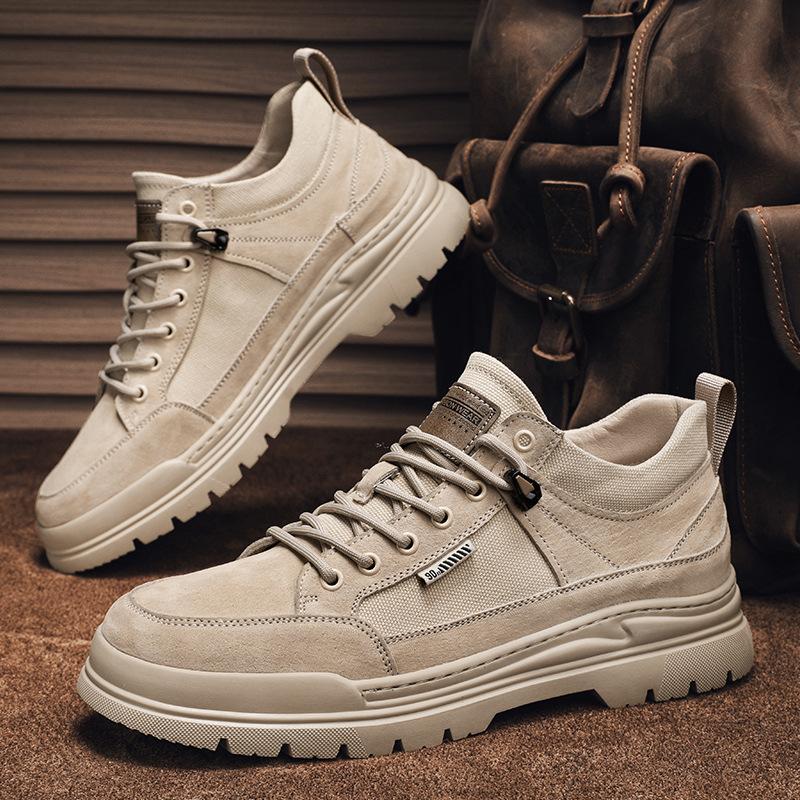 Autumn and winter men's sports and leisure shoes versatile canvas shoes trendy shoes board shoes green retro men's shoes tooling