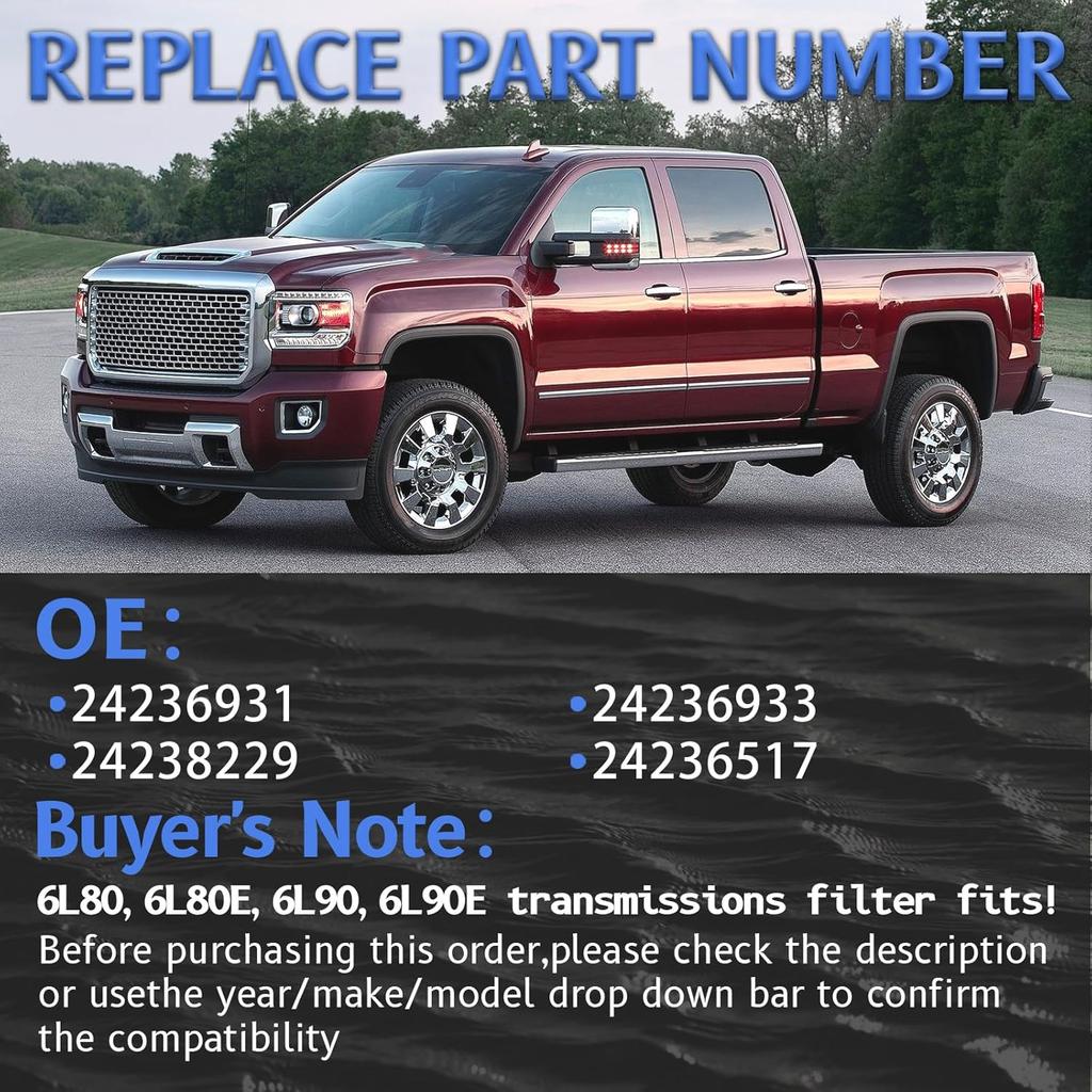 6L80 6L90 24236933 Automatic Transmission Filter and Gasket Kit Fits for Chevy Silverado 1500 2500 3500 Express Suburban Tahoe Avalanche Colorado GMC