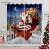 Занавески для рождественской елки с синим звездным небом, красные занавески с бантом, 2 панели, гостиная, спальня, декор детской комнаты, домашний декор