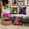 4pcs Urban Street art Graffiti Pillow Covers - Contemporary Graffitist Cushion Covers with Zipper Closure, Machine-Washable Sofa Bed Decor in Graffiti