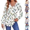 Women'S Puff Long Sleeve Shirts Pleated V Neck Fall Tunic Long Sleeve Printed Tops