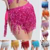 Women Belly Dance Skirt Sexy Sequin Tassel Lace-up Dance Skirt Performance Hip Waist Scarf Dhoti Skirt