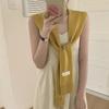 Solid Color Knitted Shawl Blouse Shoulders Knotted Cape All-match Knit Scarf  Women